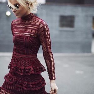 Star Lace Long Sleeve Mini Dress